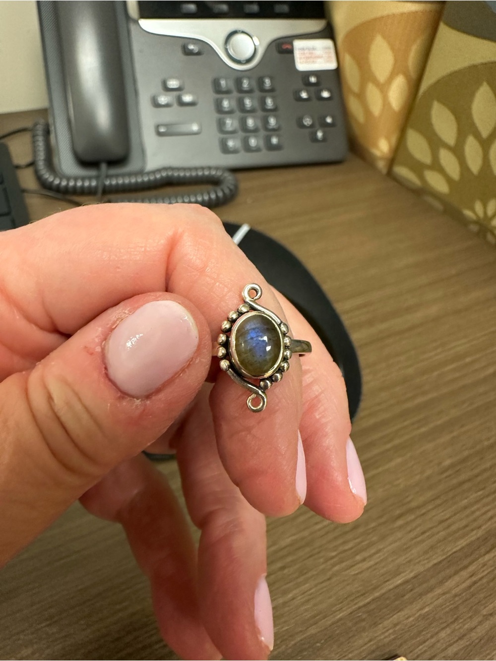 Sterling Silver Labradorite Ring in Blue-Green